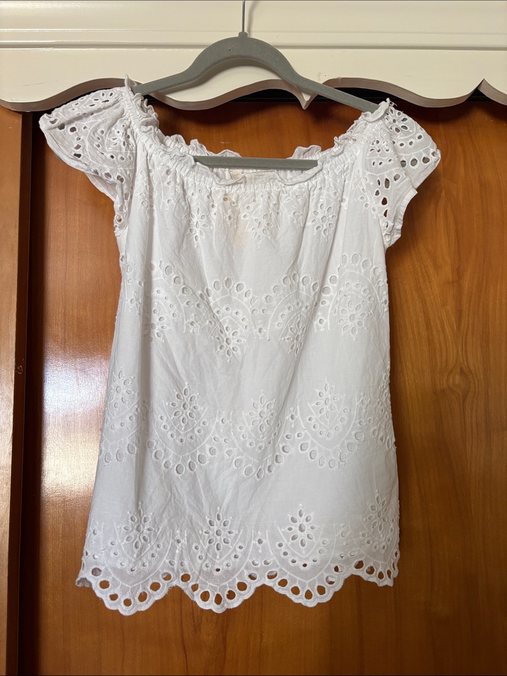 Adiva White Eyelet Off-Shoulder Tunic Top